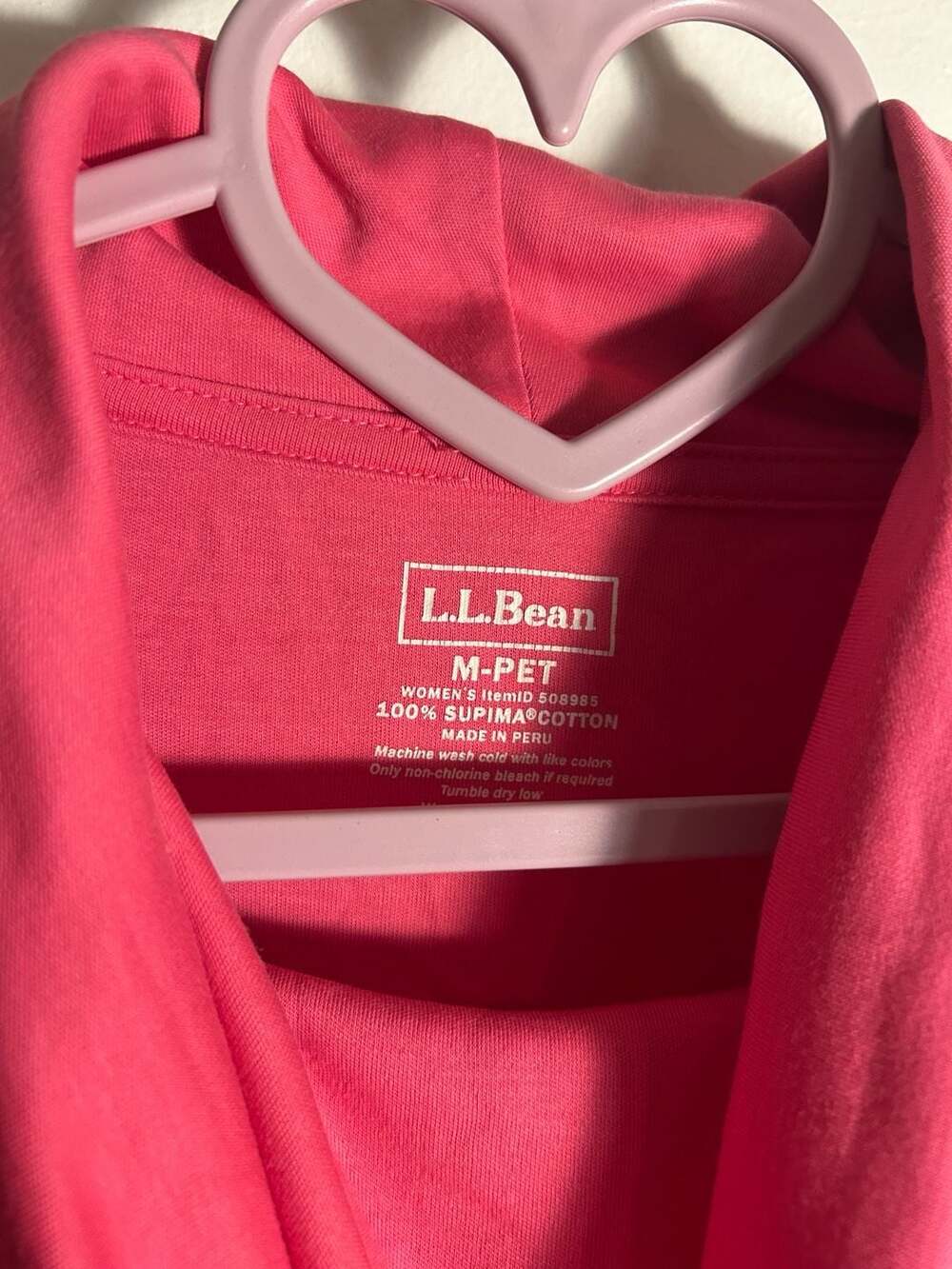 L.L.Bean Women's Supima Cotton Long Sleeve Cowl Neck Tunic Shirt Pink - Picture 2 of 4